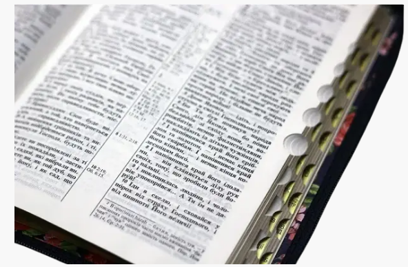 Біблія 055zti  синя з квітами, блискавка, золотий зріз, індекси (10557)