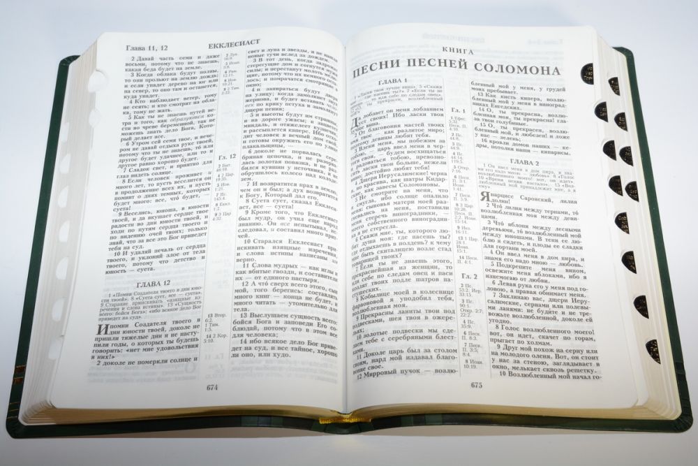 Библия. Древо Жизни, зеленая с золотом,  индексы, золотой срез  (Виссон)