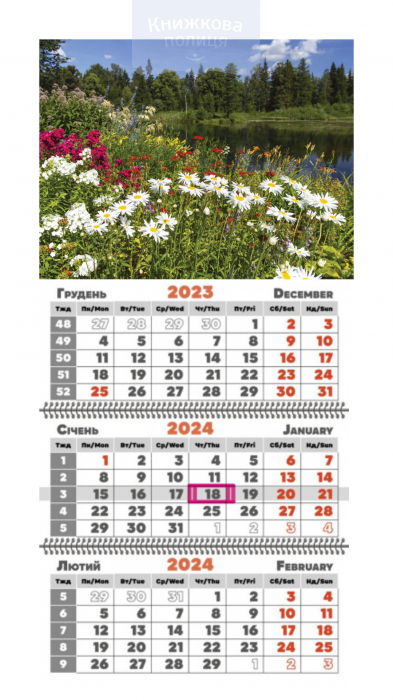Календар 2024 ПОЛЬОВІ КВІТИ / квартальний